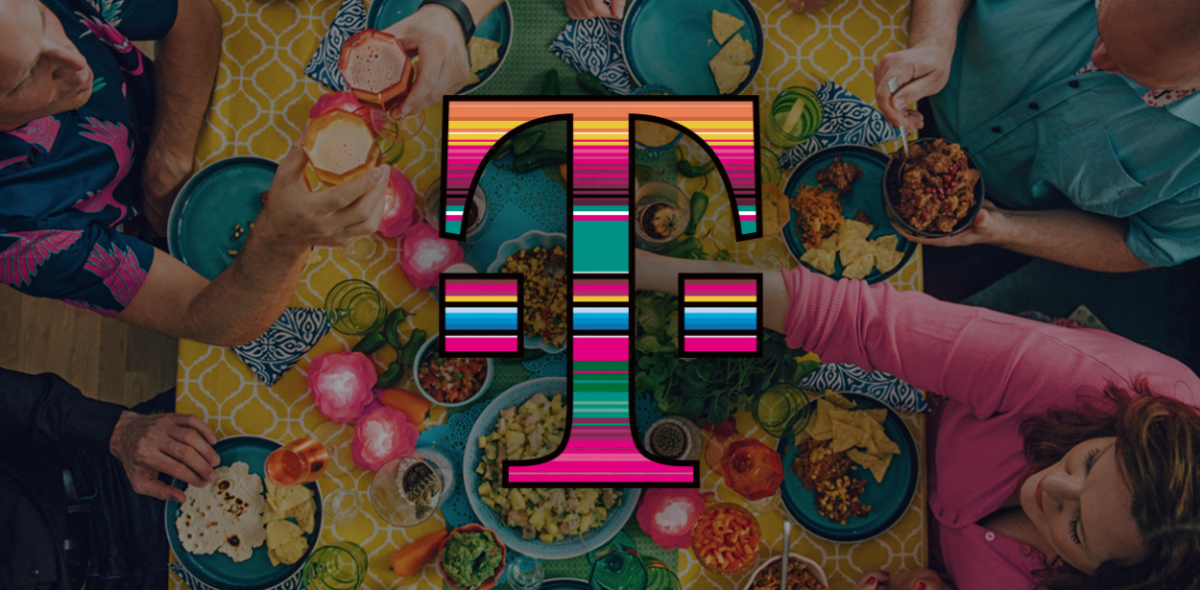 table of food with T-Mobile logo