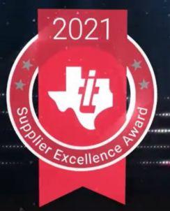 2021 supplier excellence award with texas instruments logo central