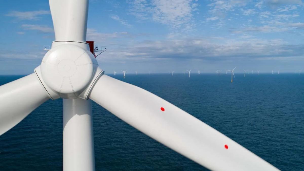 close up of an off shore wind turbine